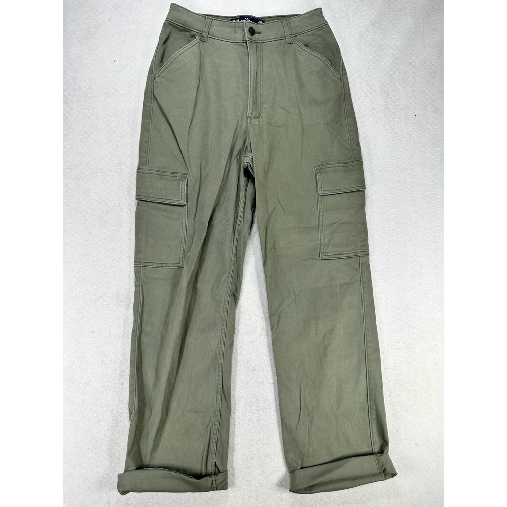 Hollister Ultra High Rise Dad Pant Olive Green Cargo Utility Straight Leg W26R